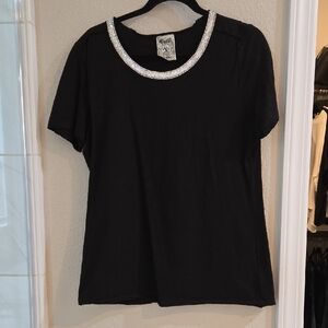 Vocal Black Tee with Silver Trim